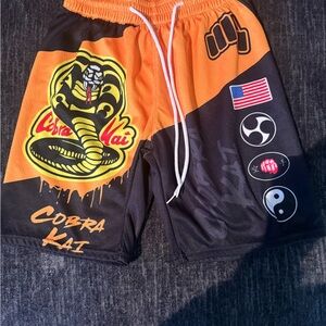 Men's Athletic Shorts - Black and Orange